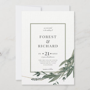 Folhagem clássica, polígono, convite para aquarela