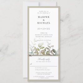 Folhagem convite de casamento w rsvp anexado