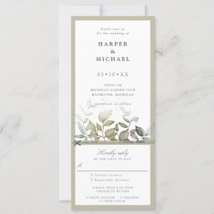 Folhagem convite de casamento w rsvp anexado