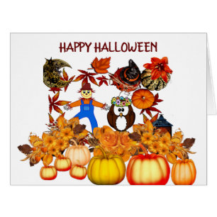 Folhagem das Bombas Feliz Halloween Cartão