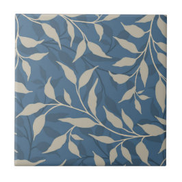 Folhagem de Dança Botânica Elegante HD Beige Azul