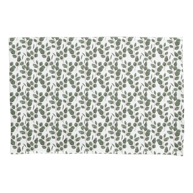 Folhagem de Eucalipto Verde Branco Botânico Modern (Frente-Esquerda)