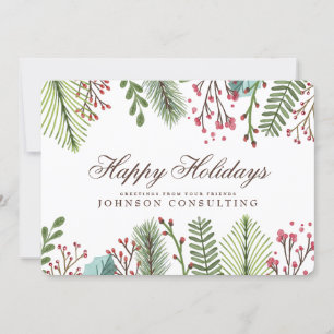 Folhagem de Holly de Watercolor  Cartões de natal