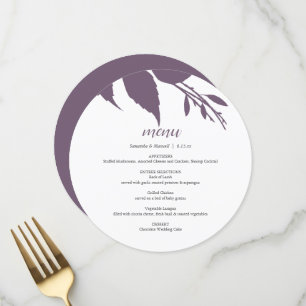 Folhagem de Queda Plum Purple Round Menu Card