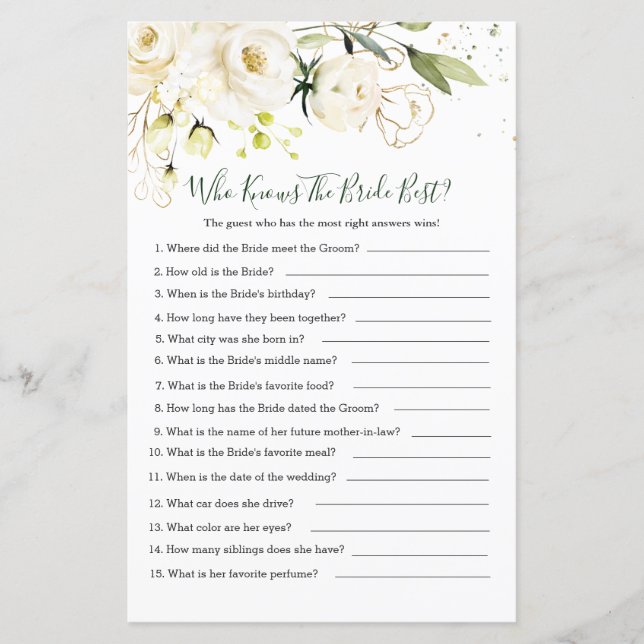 Folhagem de Rosa Branca Que Conhece a Noiva Melhor (Frente)