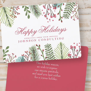 Folhagem de Watercolor Holly CARTÕES DE NATAL