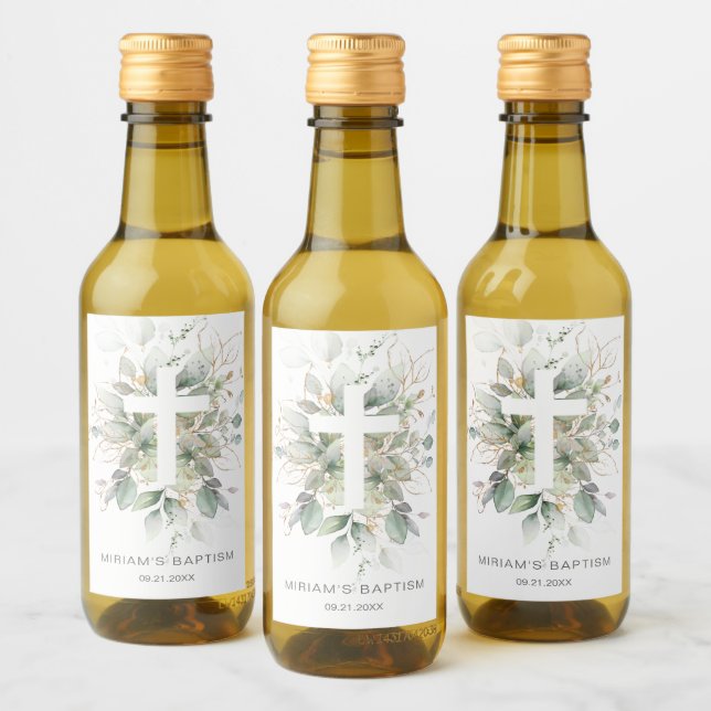 Folhagem Dourada Verde Rótulo de Vinho Cruzado Bat (Garrafas)