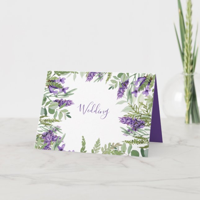 Folhagem Elegante & Convite de Casamento Doblado L (Frente)