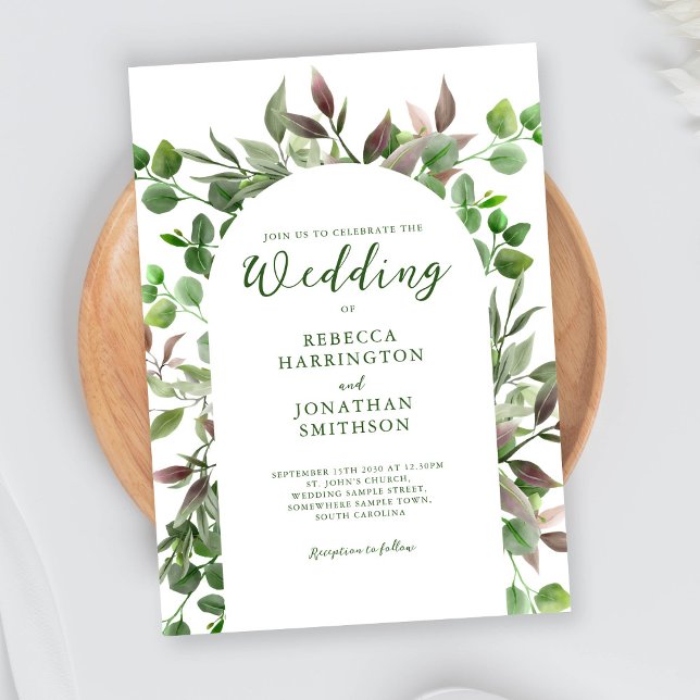 Folhagem Elegante Deixa Convite De Casamento (Criador carregado)