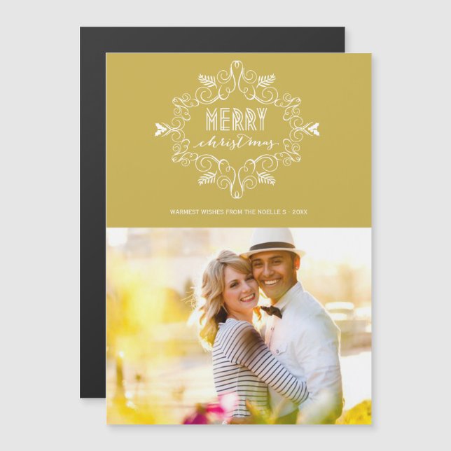 Folhagem Festiva Cartão Magnético de Foto Feriado  (Frente/Verso)