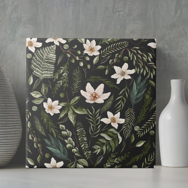 Folhagem Flor Aquarela Sem Costura Padrão Floral S (Close up)