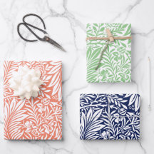Folhagem Floral William Morris Blue Orange