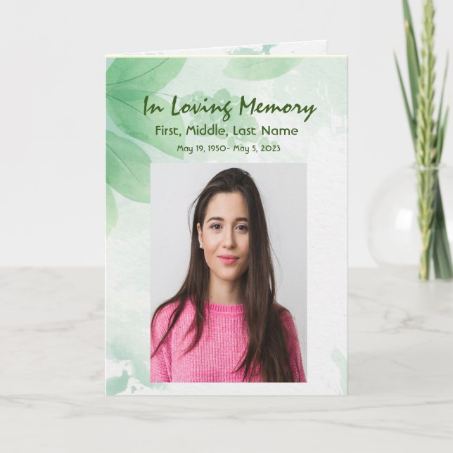 Folhagem Personalizada do Programa Funeral Folhas  (Frente)