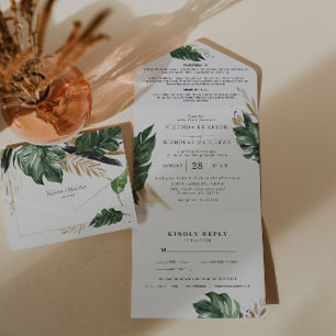 Folhagem Tropical Convite de Casamento Tudo em U