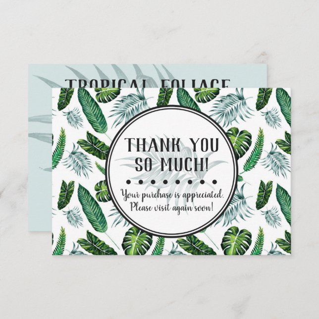 Folhagem tropical e Cartões de agradecimentos de f (Frente/Verso)