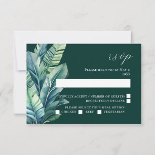 Folhagem Tropical Exótica Deixa Cartão RSVP Casado