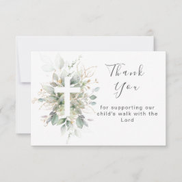 Folhagem verde Baptism Cartões de agradecimentos p