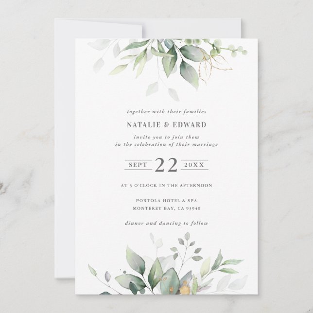 folhagem verde com aquarela (Frente)