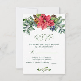 Folhagem Verde de Poinsettia RSVP de Casamento