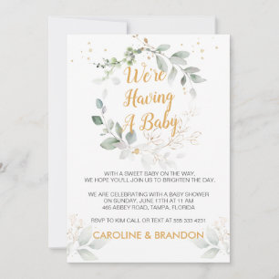 Folhagem verde Estamos tendo um anúncio de bebê