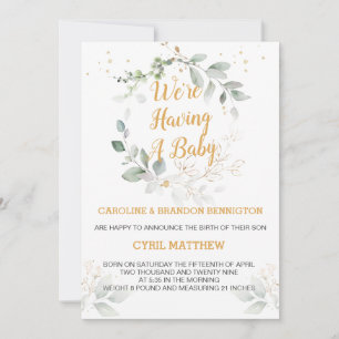 Folhagem verde Estamos tendo um anúncio de bebê