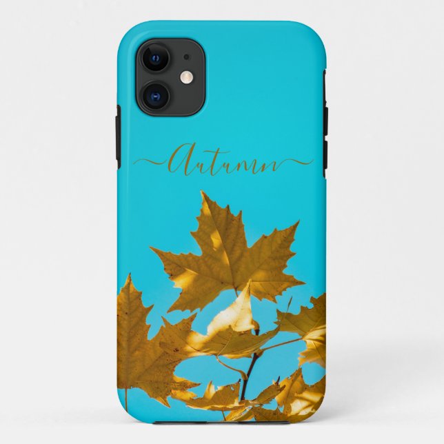 Folhas amarelas nas capas de iphone de monograma d (Verso)