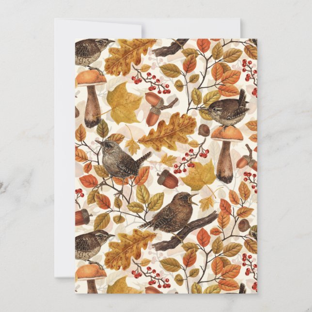 Folhas, bagas, cogumelos e wrenes de outono (Frente)