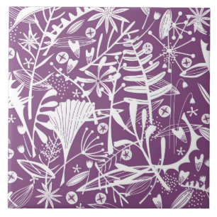 Folhas Botânicas e Flores Roxo