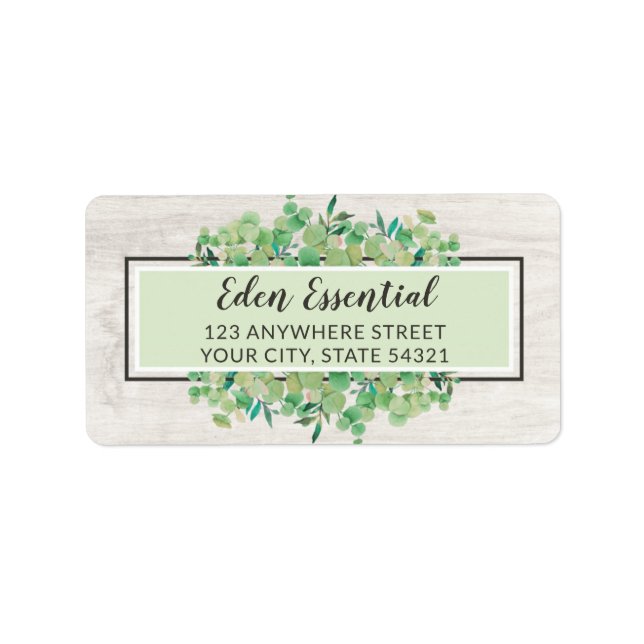 Folhas Botânicas Eucalipto & Madeira Etiqueta (Frente)