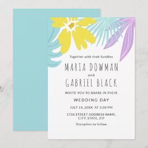 Folhas botânicas tropicais Convite para o casament