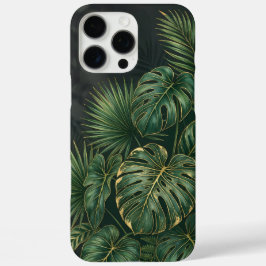 Folhas Botânicas Tropicais Elegantes em Verde Escu