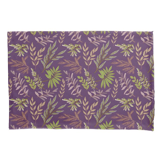 Folhas Botânicas: Um Fundo Roxo Impressionante (Frente-Esquerda)