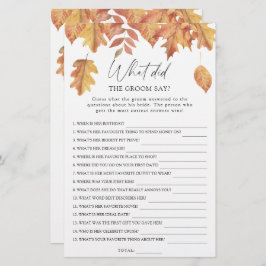 Folhas caídas - O que o noivo disse, jogo de noiva