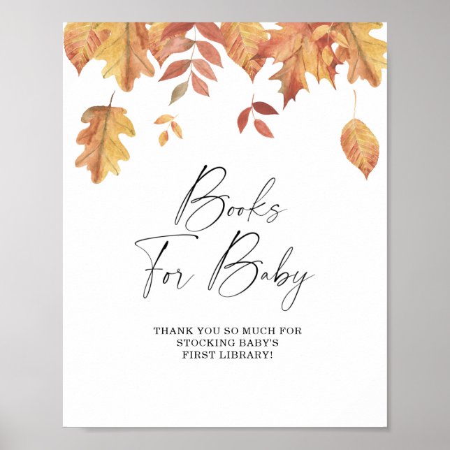 Folhas caindo - livros para poster de bebê (Frente)