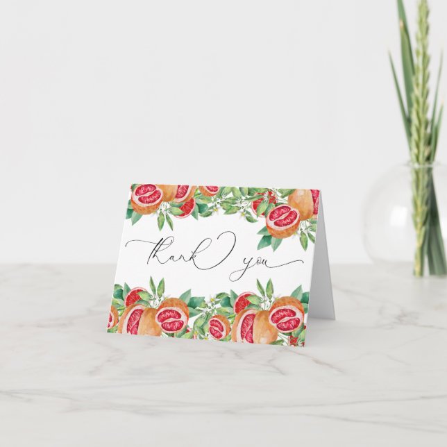 Folhas Citrino  | Cartões de Agradecimento Chá de  (Frente)