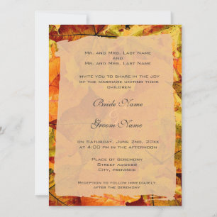 Folhas coloridas de outono convites para casamento