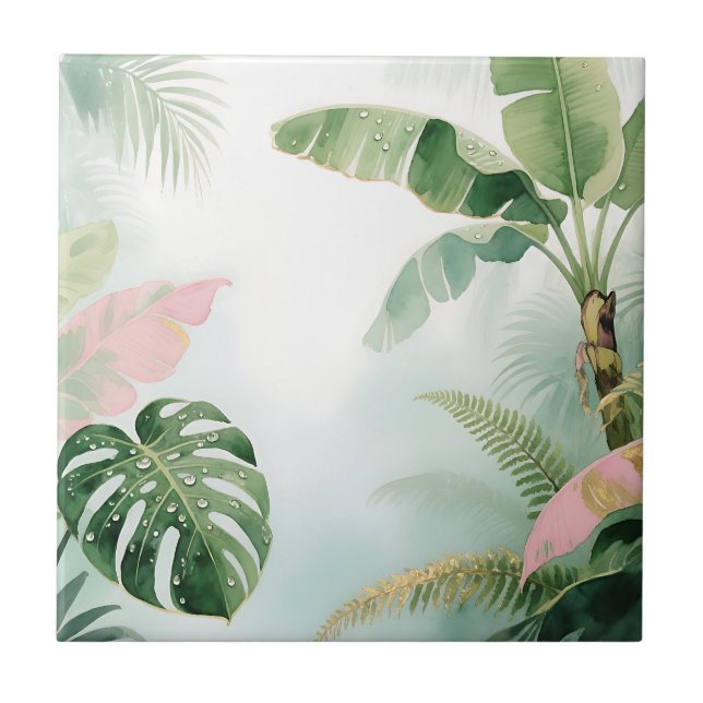 Folhas da Selva Tropical Aquarela (Frente)