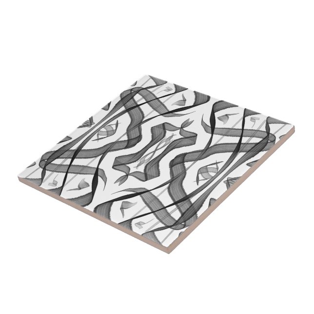 Folhas De Abstrato Pretas E Espelhadas De Cinza (Lateral)
