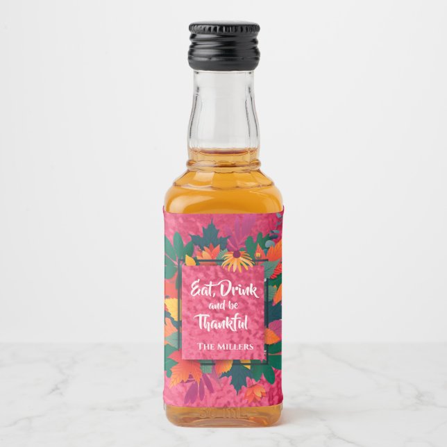 Folhas de Ação de Graças do outono em rosa quente (Frente)