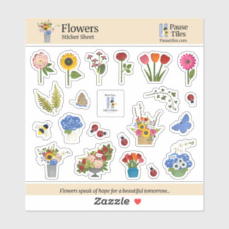 Folhas de Adesivos de Flores