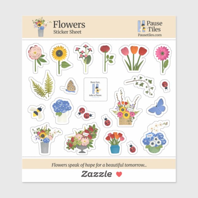 Folhas de Adesivos de Flores (Folha)