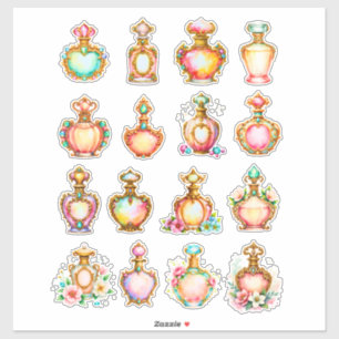 Folhas de Adesivos de Frascos de Perfume em Estilo