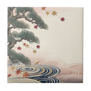 Folhas de Álamo Japonês de Outono Ondas