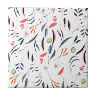 Folhas de Aquarela Clara e Padrão de Berries