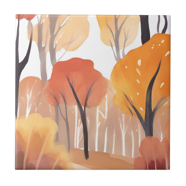 Folhas de Aquarela da Floresta de Folhagem de Outo (Frente)
