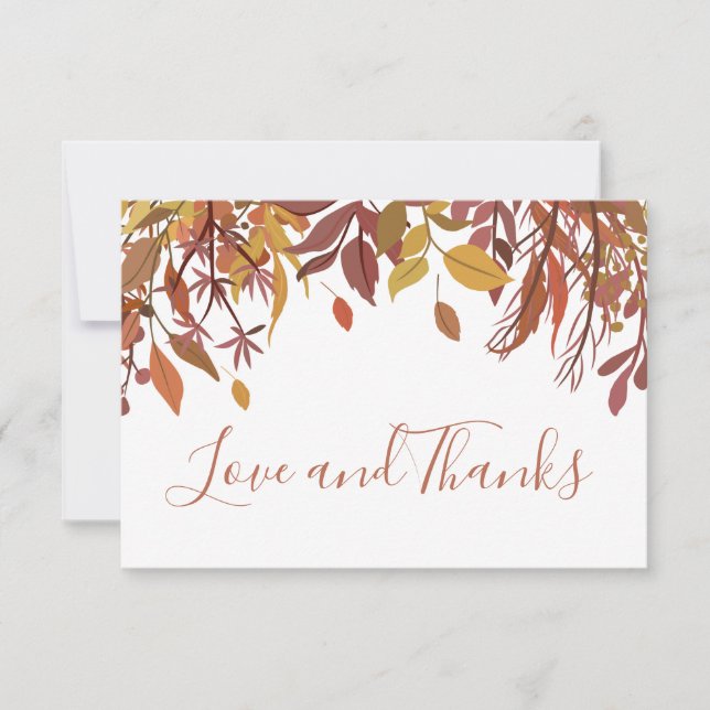 Folhas de aquarelas do outono Cartões de agradecim (Frente)