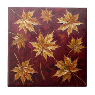 Folhas de Bordo Douradas Pintura de Outono