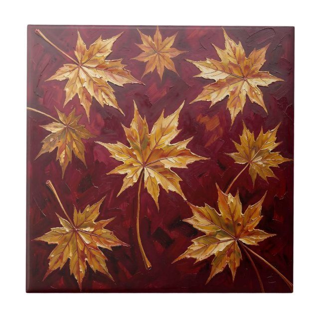Folhas de Bordo Douradas Pintura de Outono (Frente)