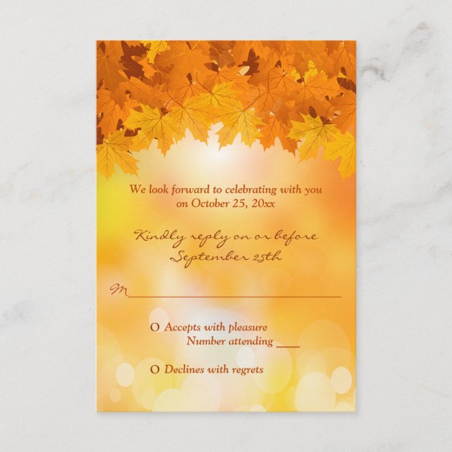 Folhas de Bordo Esplendor de Outono Cartão de Resp (Frente)