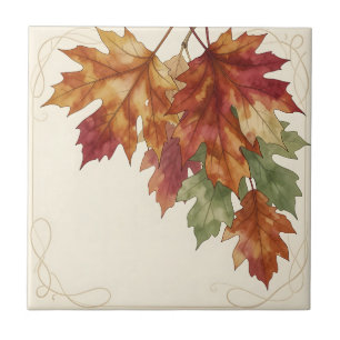Folhas de Bordo Outono Aquarela Elegantes